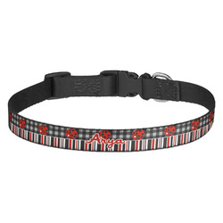Ladybugs & Stripes Dog Collar - Medium (Personalized)