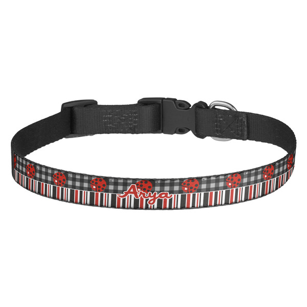 Custom Ladybugs & Stripes Dog Collar (Personalized)
