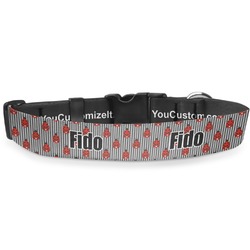 Ladybugs & Stripes Deluxe Dog Collar - Extra Large (16" to 27") (Personalized)