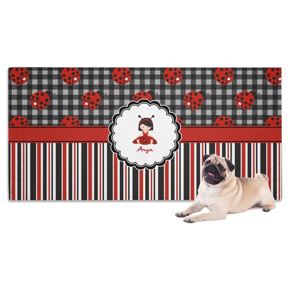 Custom Ladybugs & Stripes Dog Towel (Personalized)