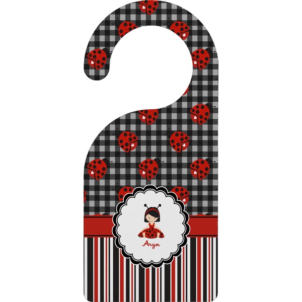 Custom Ladybugs & Stripes Door Hanger (Personalized)