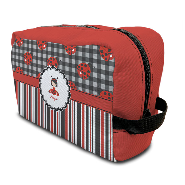 Custom Ladybugs & Stripes Toiletry Bag / Dopp Kit (Personalized)