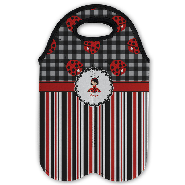 Ladybugs & Stripes Double Wine Tote - Flat (new)
