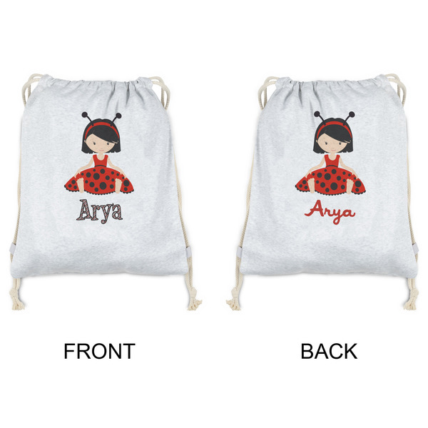 Ladybugs & Stripes Drawstring Backpacks - Sweatshirt Fleece - Double Sided - APPROVAL