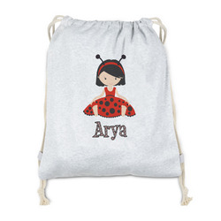 Ladybugs & Stripes Drawstring Backpack - Sweatshirt Fleece - Double Sided (Personalized)