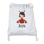 Ladybugs & Stripes Drawstring Backpack - Sweatshirt Fleece (Personalized)