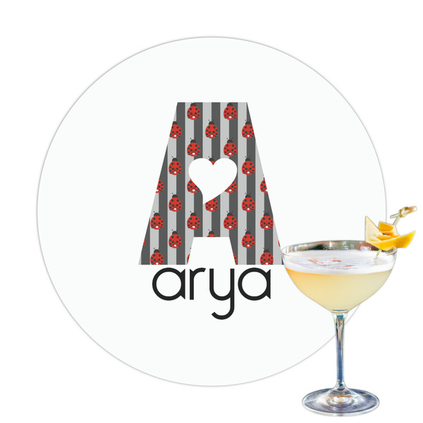 Custom Ladybugs & Stripes Printed Drink Topper (Personalized)