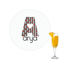 Ladybugs & Stripes Printed Drink Topper - 2.15" (Personalized)