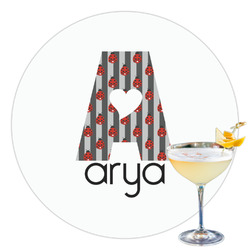 Ladybugs & Stripes Printed Drink Topper - 3.5" (Personalized)