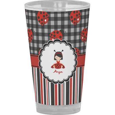 Ladybugs & Stripes Pint Glass - Full Color (Personalized)