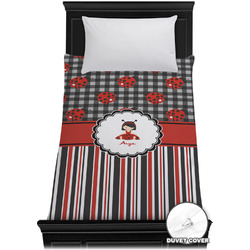 Ladybugs & Stripes Duvet Cover - Twin XL (Personalized)