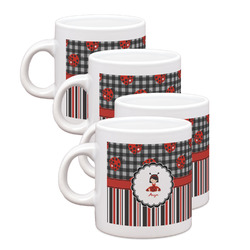 Ladybugs & Stripes Single Shot Espresso Cups - Set of 4 (Personalized)