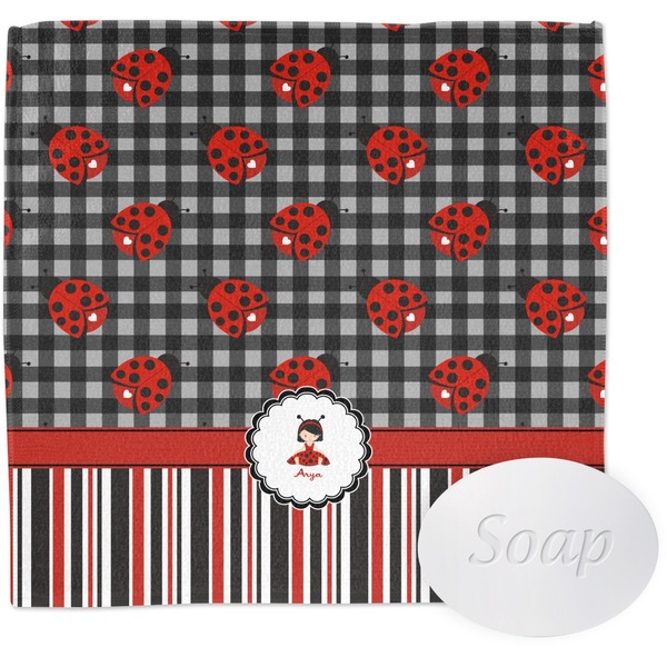 Custom Ladybugs & Stripes Washcloth (Personalized)
