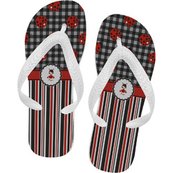Ladybugs & Stripes Flip Flops - Large (Personalized)