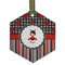 Ladybugs & Stripes Frosted Glass Ornament - Hexagon
