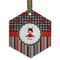 Ladybugs & Stripes Flat Glass Ornament - Hexagon w/ Name or Text