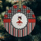 Ladybugs & Stripes Frosted Glass Ornament - Round (Lifestyle)