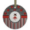 Ladybugs & Stripes Frosted Glass Ornament - Round