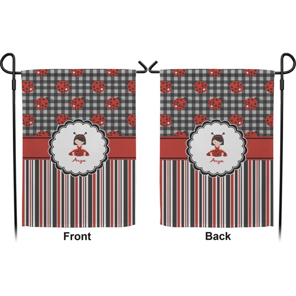 Ladybugs & Stripes Garden Flag - Double Sided Front and Back
