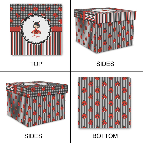 Ladybugs & Stripes Gift Boxes with Lid - Canvas Wrapped - Large - Approval