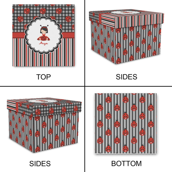 Ladybugs & Stripes Gift Boxes with Lid - Canvas Wrapped - Medium - Approval