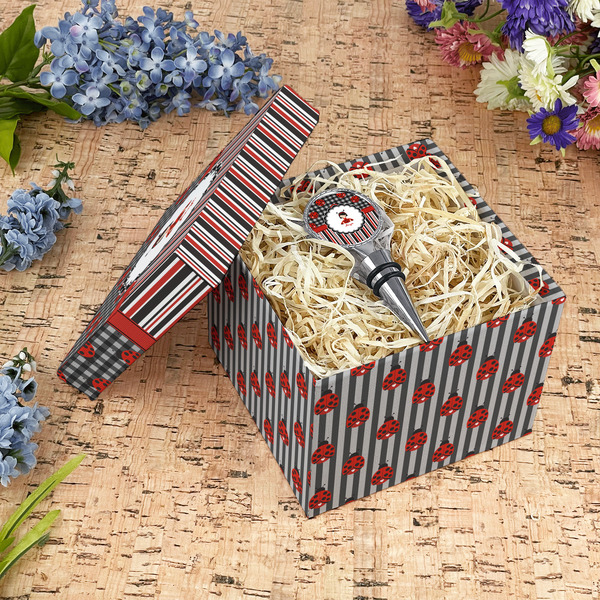 Ladybugs & Stripes Gift Boxes with Lid - Canvas Wrapped - Medium - In Context