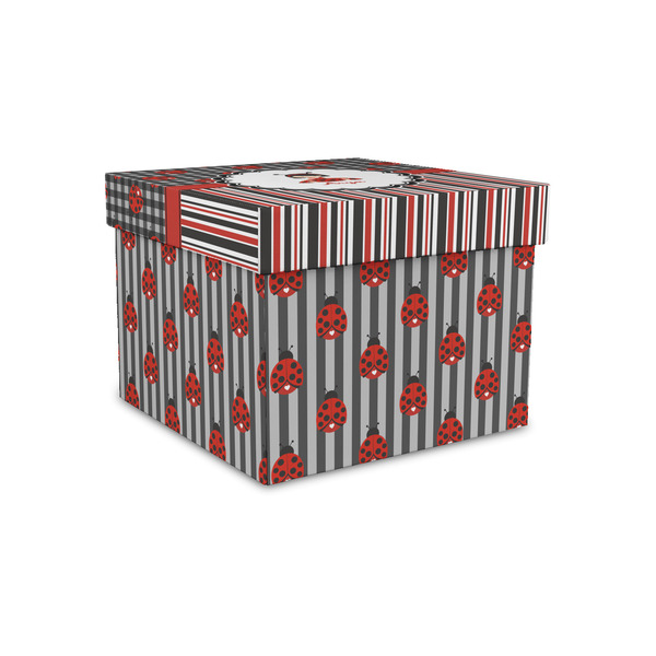Custom Ladybugs & Stripes Gift Box with Lid - Canvas Wrapped - Small (Personalized)