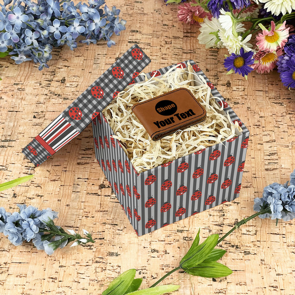 Ladybugs & Stripes Gift Boxes with Lid - Canvas Wrapped - Small - In Context