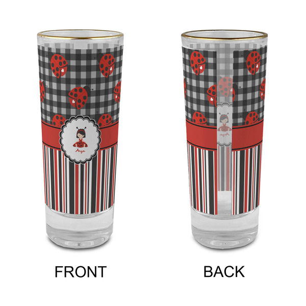 Ladybugs & Stripes Glass Shot Glass - 2 oz - Single - APPROVAL