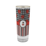 Ladybugs & Stripes 2 oz Shot Glass -  Glass with Gold Rim - Single (Personalized)
