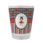 Ladybugs & Stripes Glass Shot Glass - 1.5 oz - Set of 4 (Personalized)