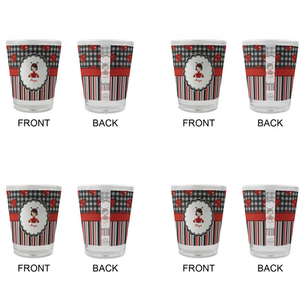 Ladybugs & Stripes Glass Shot Glass - Standard - Set of 4 - APPROVAL