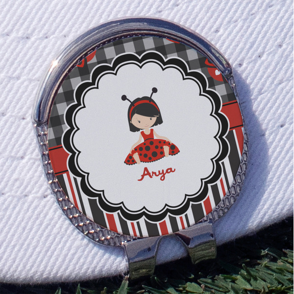 Custom Ladybugs & Stripes Golf Ball Marker - Hat Clip