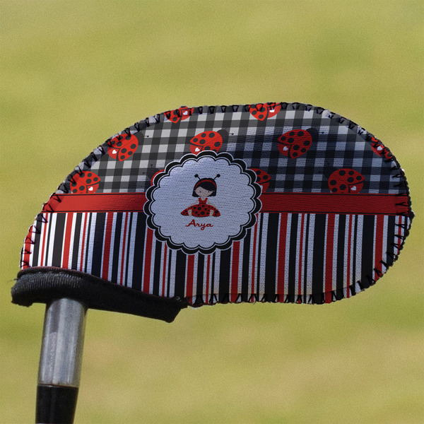 Custom Ladybugs & Stripes Golf Club Iron Cover (Personalized)