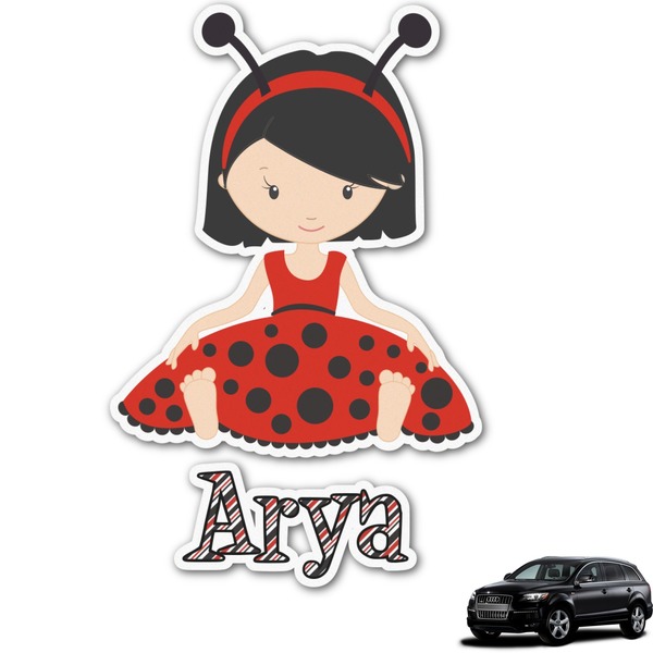Custom Ladybugs & Stripes Graphic Car Decal (Personalized)