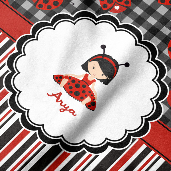 Ladybugs & Stripes Hooded Baby Towel- Detail Close Up