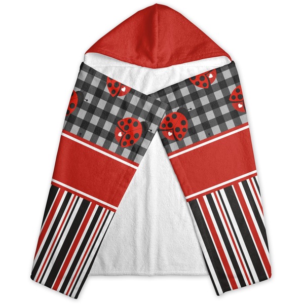 Ladybugs & Stripes Hooded Towel - Folded