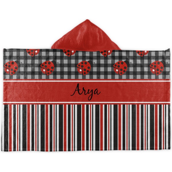 Custom Ladybugs & Stripes Kids Hooded Towel (Personalized)