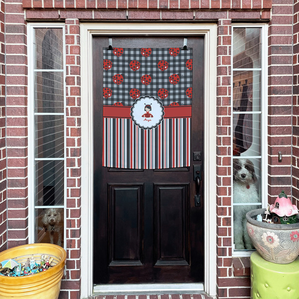 Ladybugs & Stripes House Flags - Double Sided - (Over the door) LIFESTYLE