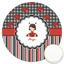 Ladybugs & Stripes Printed Cookie Topper - 3.25" (Personalized)