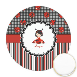 Ladybugs & Stripes Printed Cookie Topper - Round (Personalized)