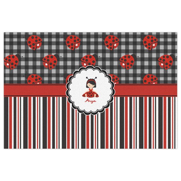 Ladybugs & Stripes Indoor / Outdoor Rug - 2'x3' - Front Flat