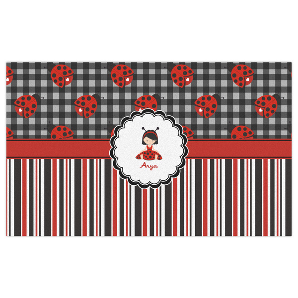 Ladybugs & Stripes Indoor / Outdoor Rug - 3'x5' - Front Flat