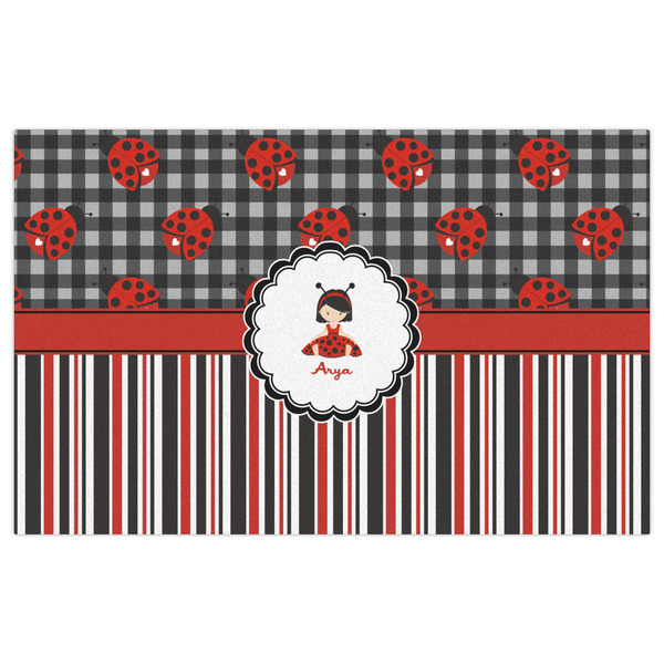 Ladybugs & Stripes Indoor / Outdoor Rug - 5'x8' - Front Flat