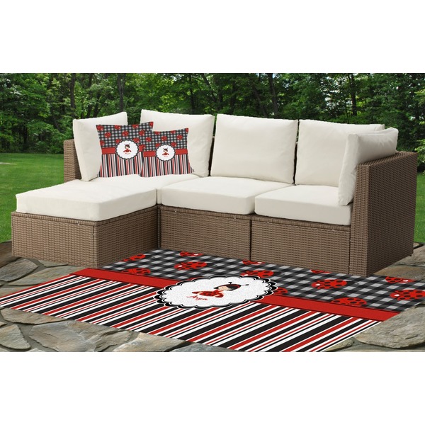 Ladybugs & Stripes Outdoor Mat & Cushions