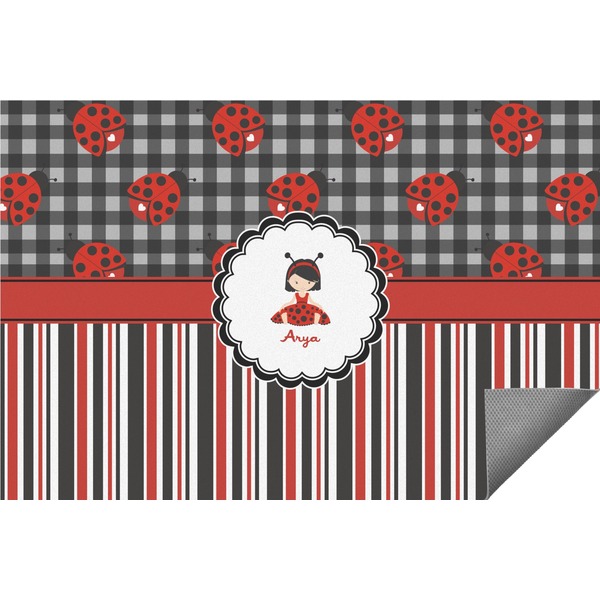 Custom Ladybugs & Stripes Indoor / Outdoor Rug - 2'x3' (Personalized)