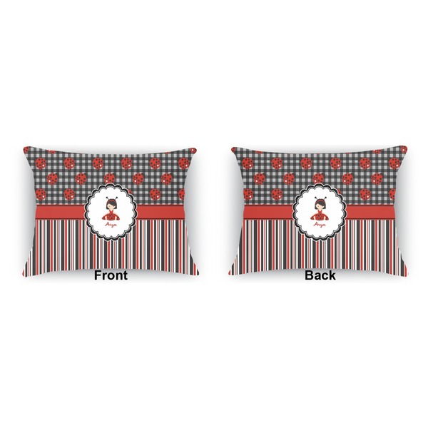 Ladybugs & Stripes  Indoor Rectangular Burlap Pillow (Front and Back)