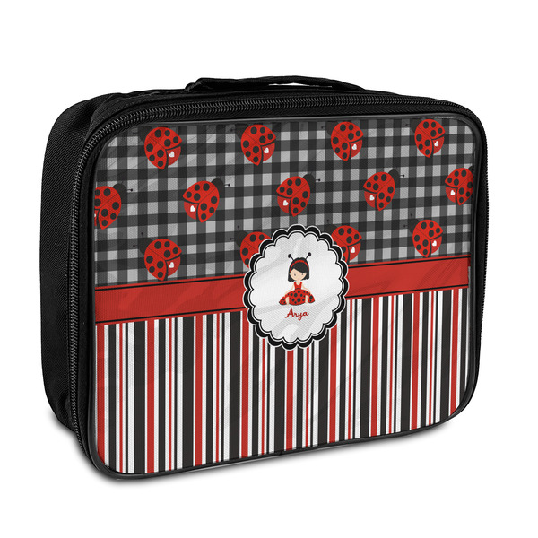 Custom Ladybugs & Stripes Insulated Lunch Bag (Personalized)