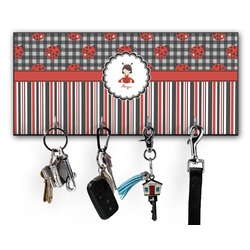Ladybugs & Stripes Key Hanger w/ 4 Hooks w/ Graphics and Text