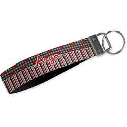 Ladybugs & Stripes Webbing Keychain Fob - Large (Personalized)
